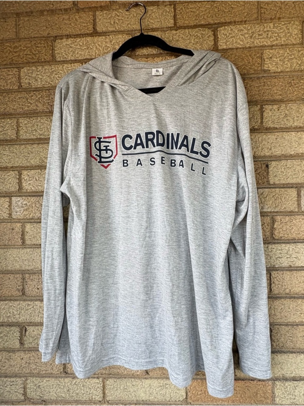 Lightweight St. Louis Cardinals Heather Grey Crewneck Sweatshirt (XL) with Hood